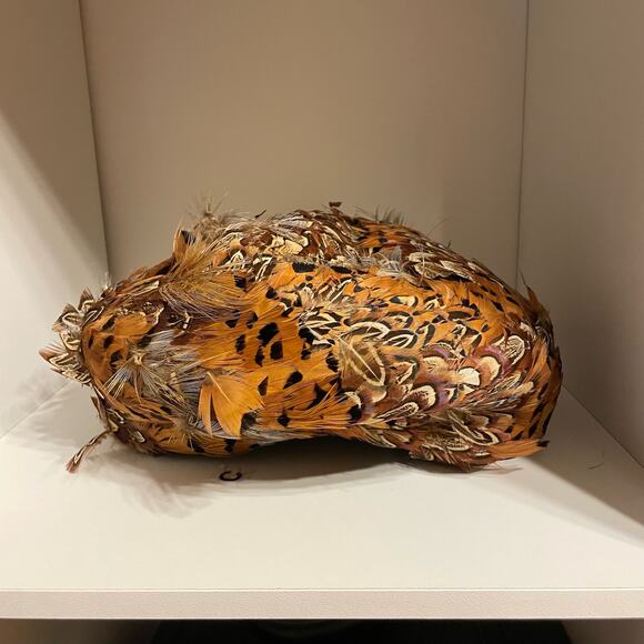 Vintage hat brown gray black bird feathers - Picture 3 of 7